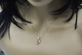 Rosa rusa rosa soviético 14k 585 oro URSS Colgante de hoja vintage vpn056