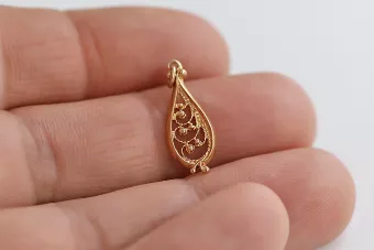 Vintage rose pink 14k 585 gold  Vintage fish pendant vpn063