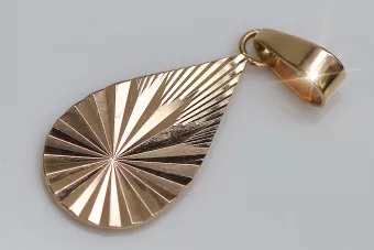 Rosa rusa rosa soviético 14k 585 oro URSS Colgante de hoja vintage vpn066