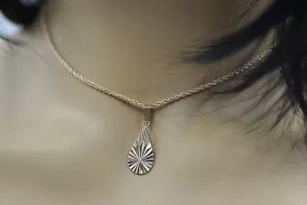 Vintage rose pink 14k 585 gold  Vintage leaf pendant vpn066