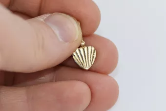 Vintage rose pink 14k 585 gold  Vintage heart pendant vpn070