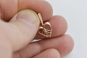 Vintage rose pink 14k 585 gold  Vintage heart pendant vpn076