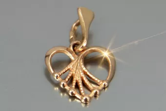 Rosa rusa rosa soviético 14k 585 oro URSS Colgante de corazón vintage vpn076