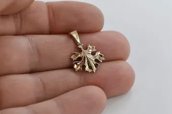 Vintage rose pink 14k 585 gold  Vintage leaf pendant vpn077