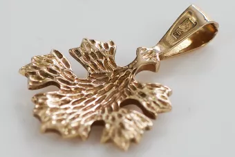 Rusă roz roz sovietic 14k 585 aur URSS Pandantiv frunze de epocă VPN077