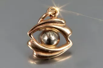 Vintage rose pink 14k 585 gold  Vintage eye pendant vpn078
