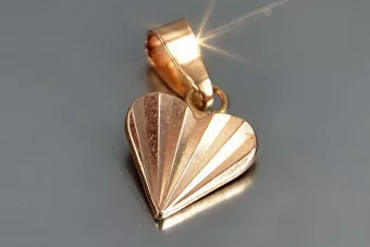 Rosa rusa rosa soviético 14k 585 oro URSS Colgante de corazón vintage vpn080