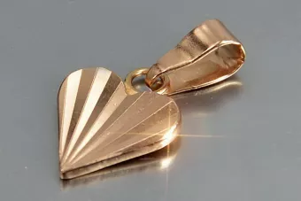Rosa rusa rosa soviético 14k 585 oro URSS Colgante de corazón vintage vpn080