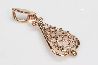 Rosa rusa rosa soviético 14k 585 oro URSS Colgante de hoja vintage vpn082