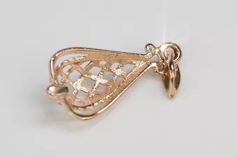 Rosa rusa rosa soviético 14k 585 oro URSS Colgante de hoja vintage vpn082