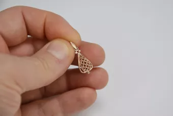 Rosa rusa rosa soviético 14k 585 oro URSS Colgante de hoja vintage vpn082