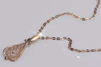 Rosa rusa rosa soviético 14k 585 oro URSS Colgante de hoja vintage vpn082