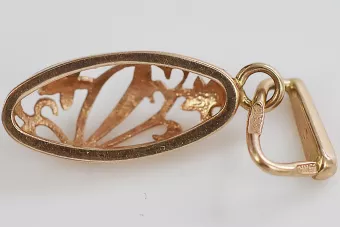 Rosa rusa rosa soviético 14k 585 oro URSS Colgante de hoja vintage vpn083