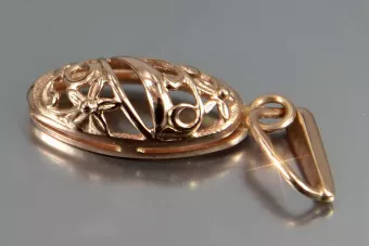 Rosa rusa rosa soviético 14k 585 oro URSS Colgante de hoja vintage vpn083