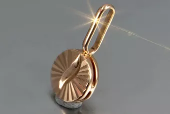 Rosa rusa rosa soviético 14k 585 oro URSS Vintage círculo colgante vpn085