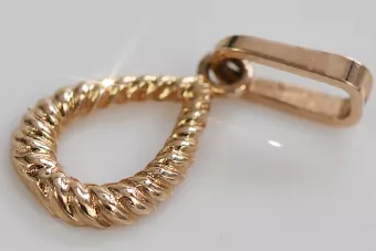 Руска роза розова съветска 14k 585 злато СССР реколта овална висулка vpn089