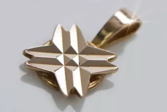 Русская роза розовая Советская 14к 585 золото СССР Винтажная звезда кулон vpn093