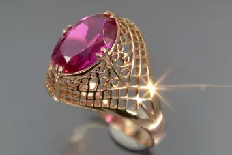 Руски съветски пръстен от розово злато 14K Александрит Рубин Изумруден сапфир Циркон 585 vrc069