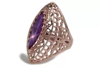 Bague Russe Soviétique Rose Or 14K Alexandrite Rubis Émeraude Saphir Zircon 585 vrc090