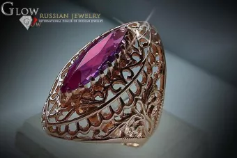 Vintage Rose Gold Ring 14K Alexandrite Ruby Emerald Sapphire Zircon 585 vrc090