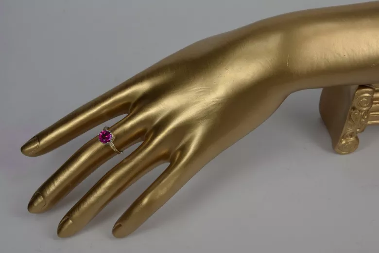 Radziecki 14k 585 złoty Rosyjski pierścionek z różowego złota z Aleksandrytem Rubinem Szafirem Szmaragdem Cyrkonią vrc366