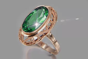 Σοβιετικό δαχτυλίδι από ροζ χρυσό 14 καρατίων 585 με αλεξανδρίτη, ρουμπίνι, ζαφείρι, σμαράγδι, κυβικό ζιρκόνιο vrc374