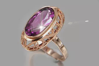 Russian Soviet rose 14k 585 gold Alexandrite Ruby Emerald Sapphire Zircon ring  vrc374