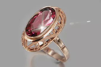 Russisch Sowjetrosa 14 Karat 585 Gold Alexandrit Rubin Smaragd Saphir Zirkon Ring vrc374