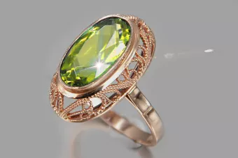 Sovietinis 14k 585 aukso rusiško rožinio aukso žiedas su Aleksandrito rubino safyro smaragdo kubinis cirkonis vrc374