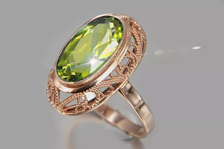 Sovietinis 14k 585 aukso rusiško rožinio aukso žiedas su Aleksandrito rubino safyro smaragdo kubinis cirkonis vrc374