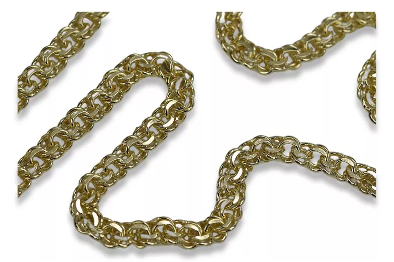 Srebrny łańcuszek pozłacany żółte złoto 925 Garibaldi Bismark cc005yp