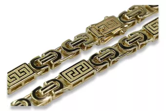 Amarillo 14k 585 oro Bizantine Versac cadena griega cc050y