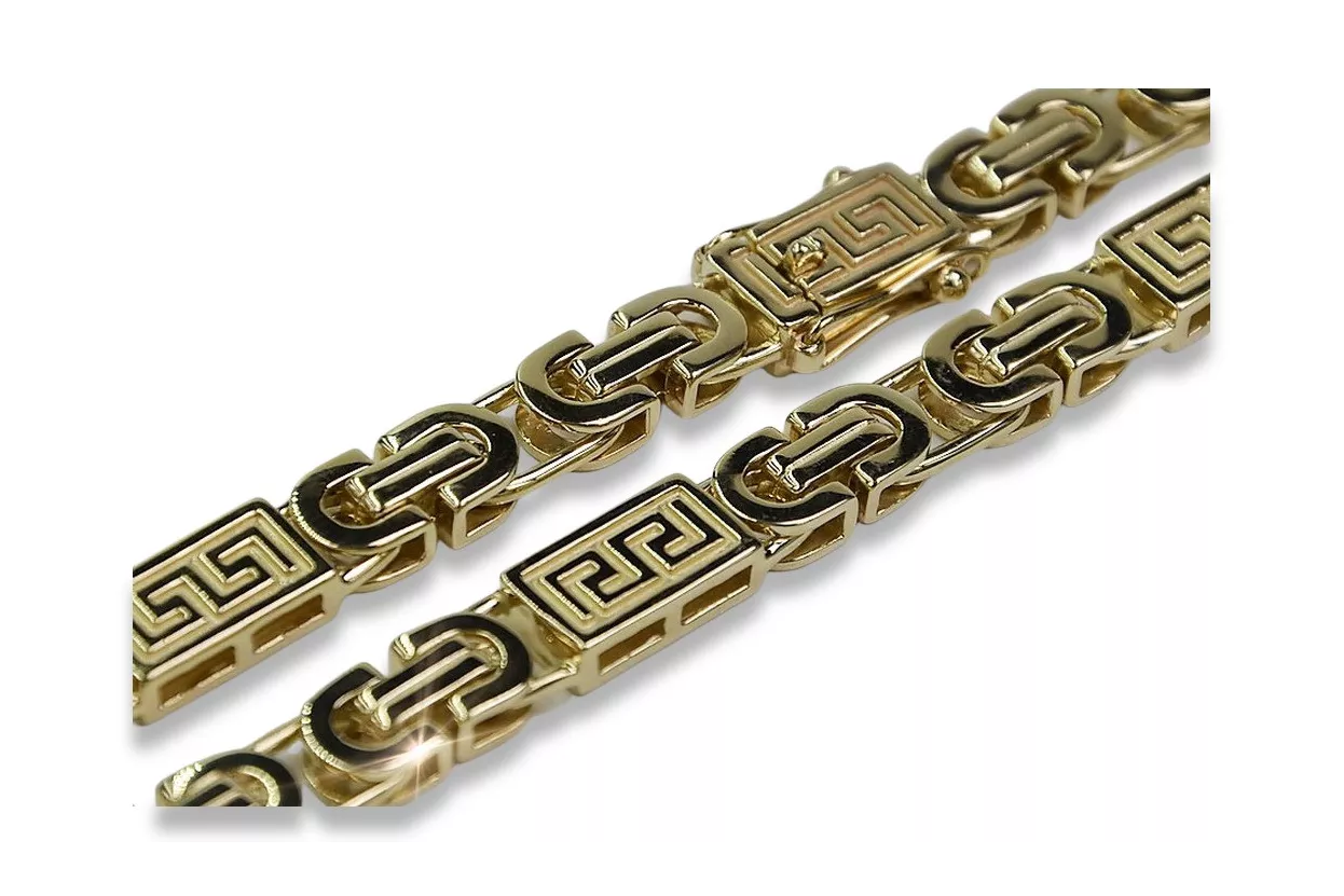Srebrny łańcuszek pozłacany żółte złoto 925 wzór Królewski Versac  grecki Unikat cc050yp
