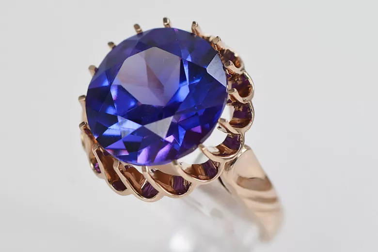 Bague Russe Argent Rose Or Plaqué 925 Alexandrite Rubis Émeraude Saphir Zircon vrc035rp