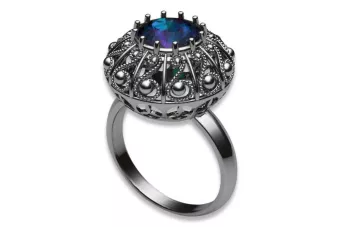 Russisch-sowjetisches Silber 925 Alexandrit Rubin Smaragd Saphir Zirkon Ring vrc059s