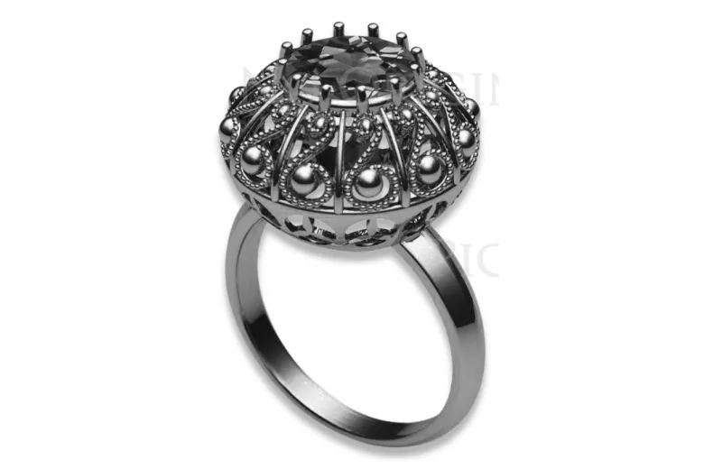Vintage srebrny pierścionek 925 z Aleksandrytem Rubinem Szafirem Szmaragdem Cyrkonią vrc059s