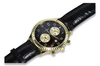 Италиански жълт 14k 585 злато мъжки Geneve часовник mw007y