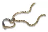 Italian 14k 585 gold modern heart pendant & Rope chain cpn013ywS&cc074y