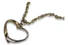 Italian 14k 585 gold modern heart pendant & Rope chain cpn013ywM&cc074y