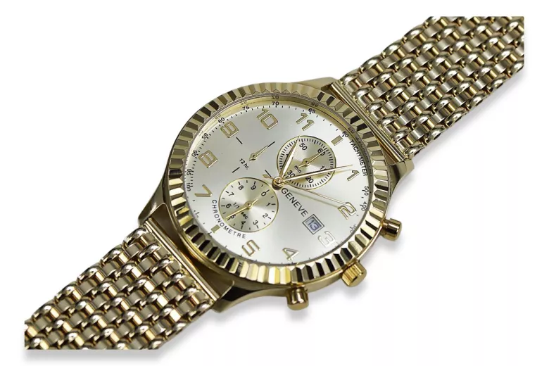 Итальянские желтые 14k 585 золотые мужские часы Geneve mw007y&mbw013y