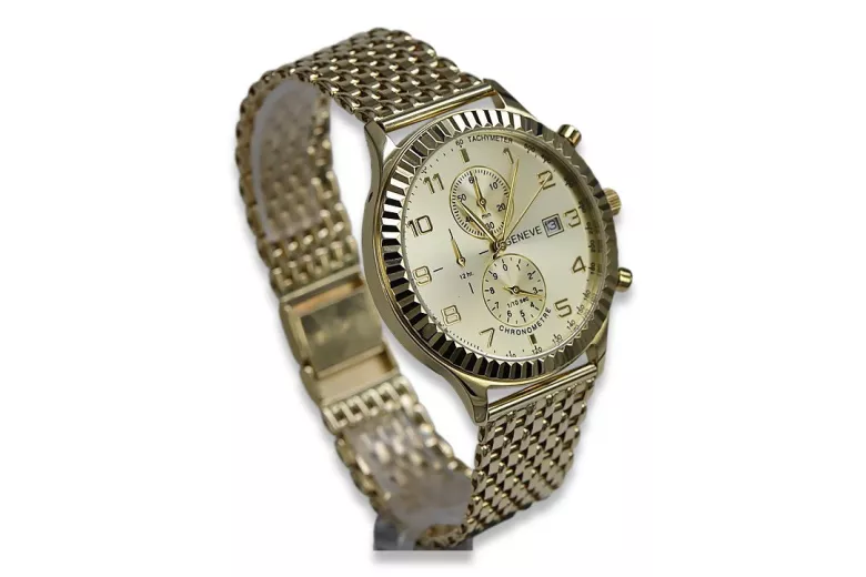 Złoty zegarek 14k 585 z bransoletą męski Geneve mw007ydy&mbw013y