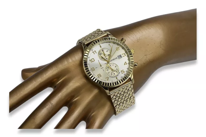 Złoty zegarek 14k 585 z bransoletą męski Geneve mw007ydy&mbw013y
