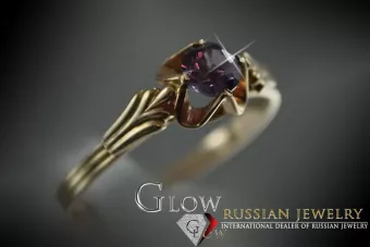 Soviet 14k 585 Zlatý Ruský Ring z ružového zlata s Alexandry Rubin Sapphire Emerald Zirkón VRC001