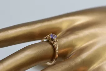 Soviet 14k 585 Zlatý Ruský Ring z ružového zlata s Alexandry Rubin Sapphire Emerald Zirkón VRC001