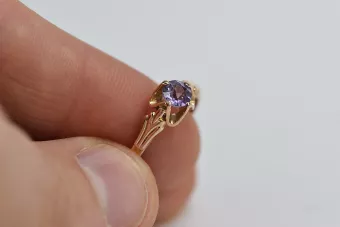 Soviet 14k 585 Zlatý Ruský Ring z ružového zlata s Alexandry Rubin Sapphire Emerald Zirkón VRC001
