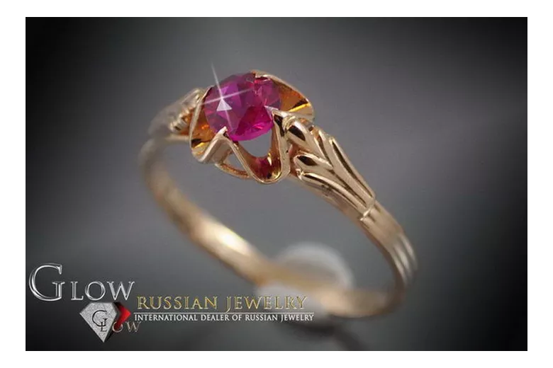 Sovietų 14k 585 aukso Rusijos rožinio aukso žiedas su Aleksandrinu Rubinu Sapiru Smaragdu Zirkonija vrc001