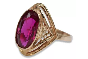 Sovětský 14K 585 Zlatý ruský kruh růžového zlata s Alexandryt Rubin Sapphire Emerald Zircon VRC039