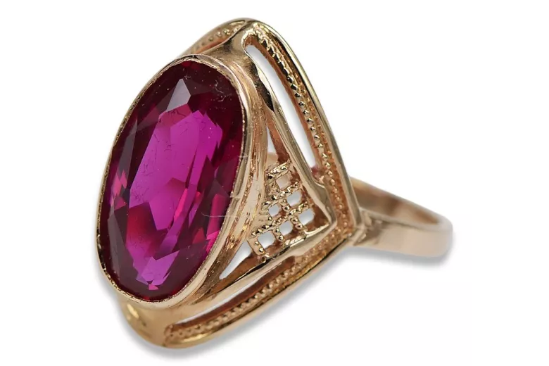 Russian Soviet rose 14k 585 gold Alexandrite Ruby Emerald Sapphire Zircon ring  vrc039