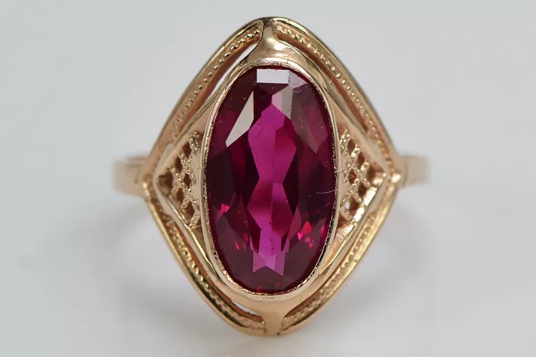 Russian Soviet rose 14k 585 gold Alexandrite Ruby Emerald Sapphire Zircon ring  vrc039