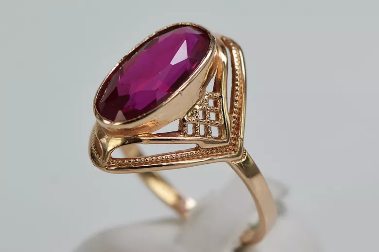 Russian Soviet rose 14k 585 gold Alexandrite Ruby Emerald Sapphire Zircon ring  vrc039